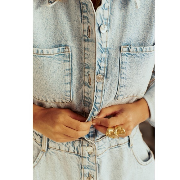 Zara Z1975 DENIM MIDI DRESS SIZE LARGE - Picture 10 of 14